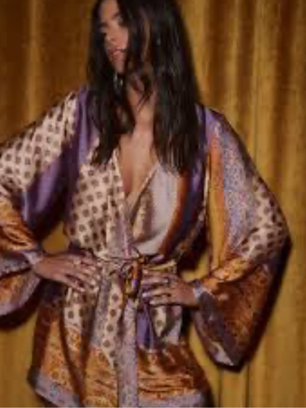 12th Tribe-Gold Standard Multicolored Kimono Dress(S) - Picture 3 of 6
